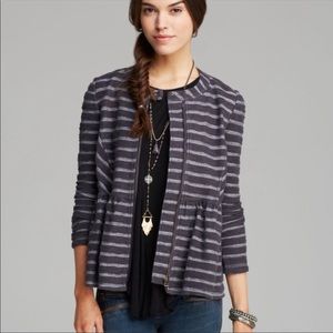 Free People Striped Peplum Jacket